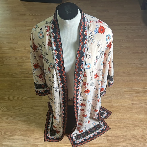 Max Studio Floral Boho Plus Crepe Duster Size 1X. A527 - Picture 3 of 5